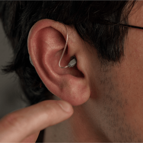 a men wearing a zeep clarity omni hearing aids